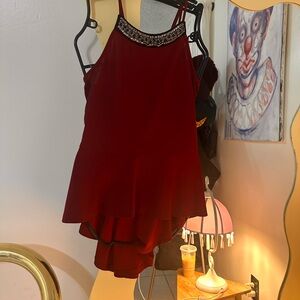 Y2K Miss Chievous Burgundy High-Low Peplum Tank